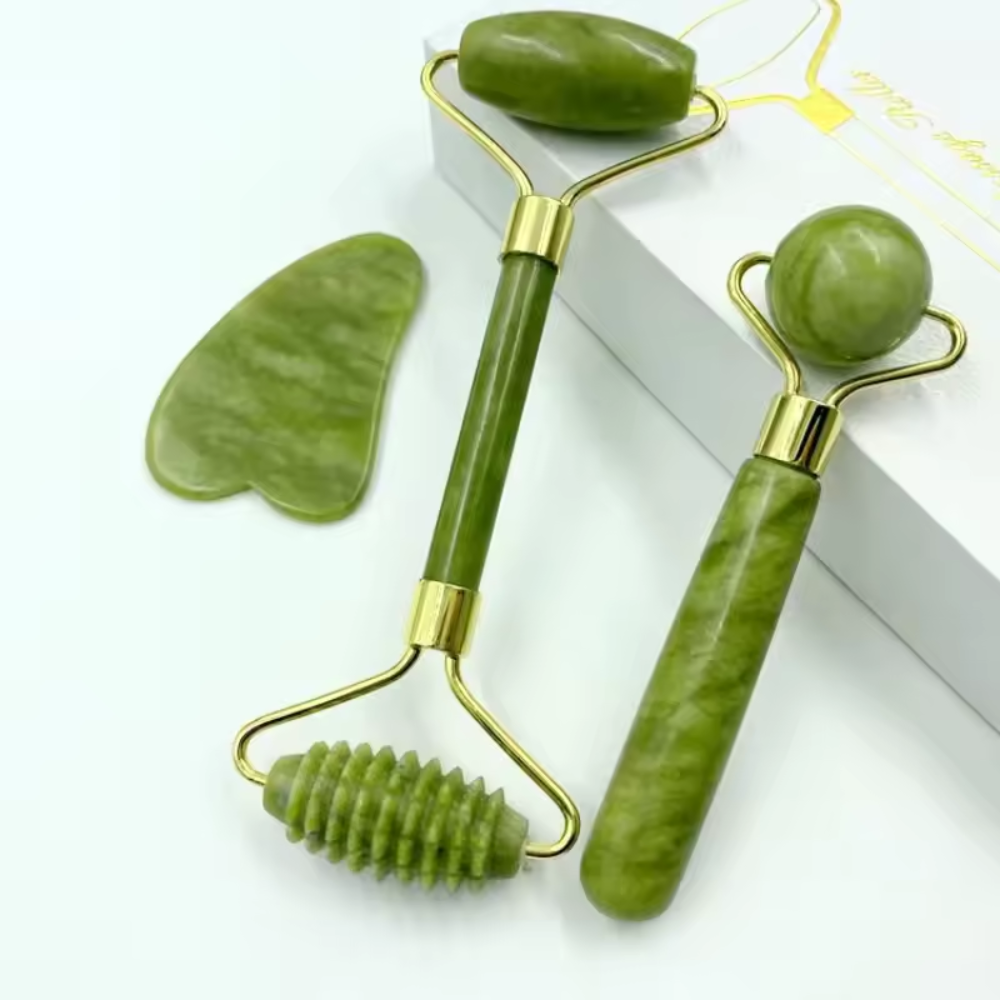 VitaBloom - Set de Masaje Facial de Jade 3 en 1